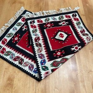 Vintage Wool Table Runner Wall Hanging Rug Native American Navajo Style Mat